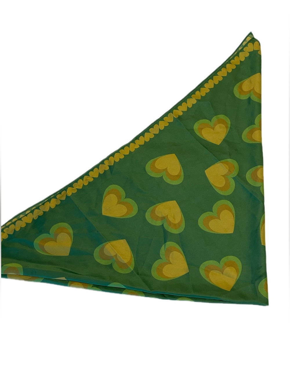 Urban Outfitters Scarf Bandana Satin Green Hearts Retro Festival Y2K Retrocore